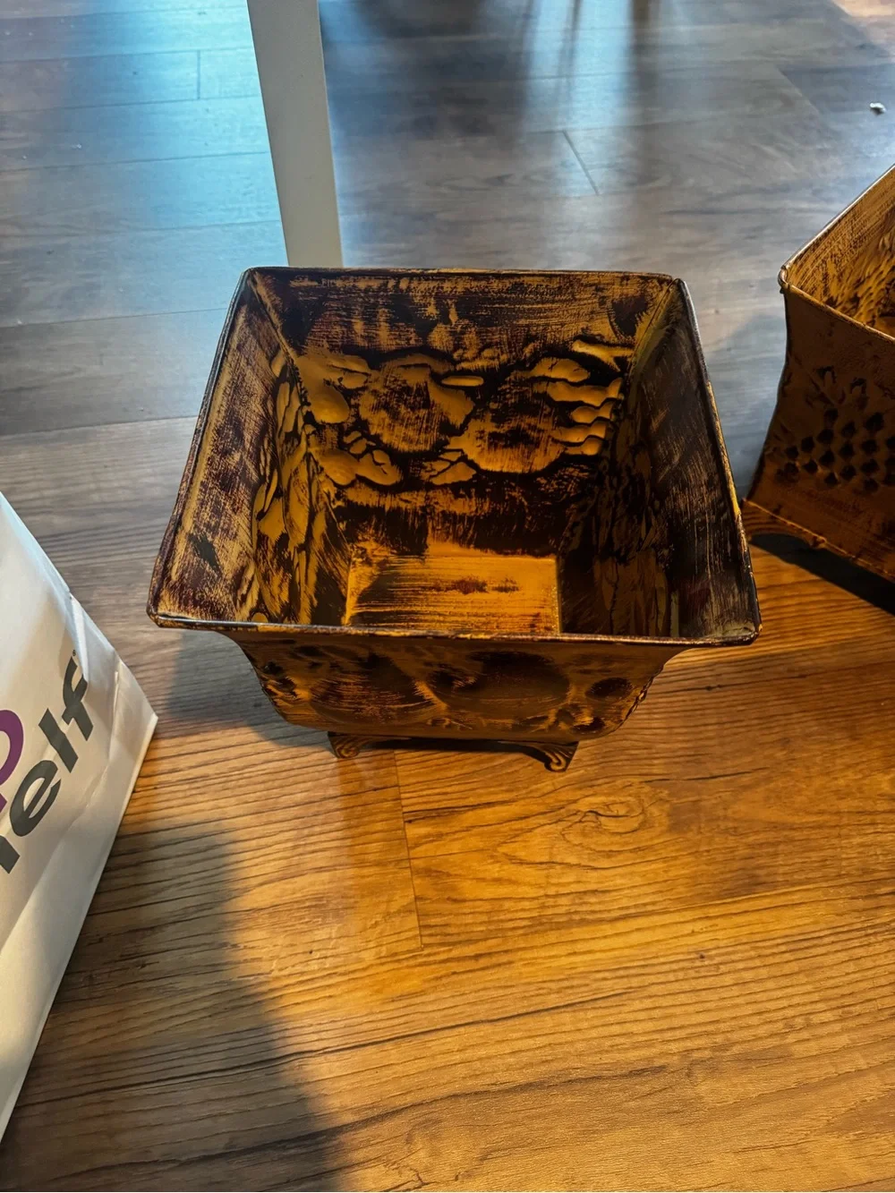 Antique-Style Gold Floral Metal Planter Set - Home Accents